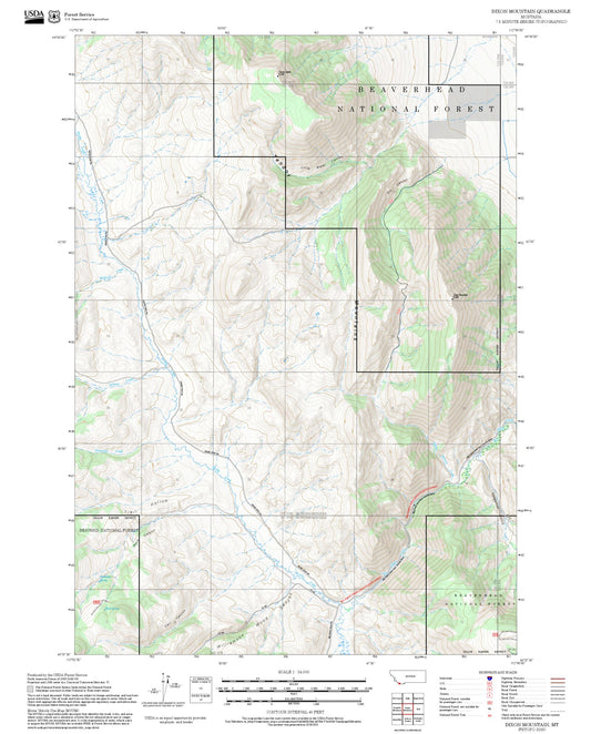 2025 Forest Service Topo Map of Dixon Mountain Montana