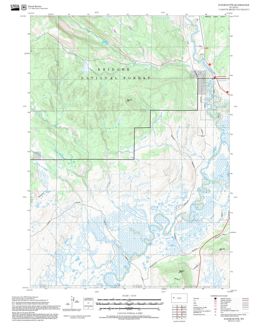 2025 Forest Service Topo Map of Dodge Butte Wyoming