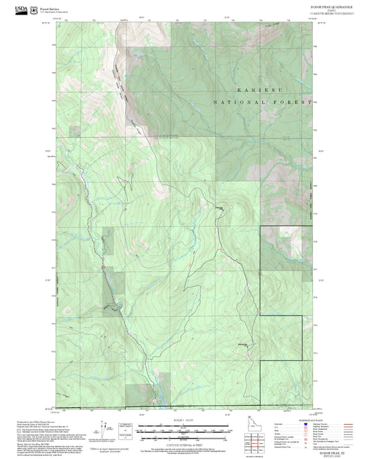 2025 Forest Service Topo Map of Dodge Peak Idaho
