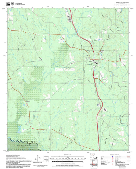 2025 Forest Service Topo Map of Dodson Louisiana