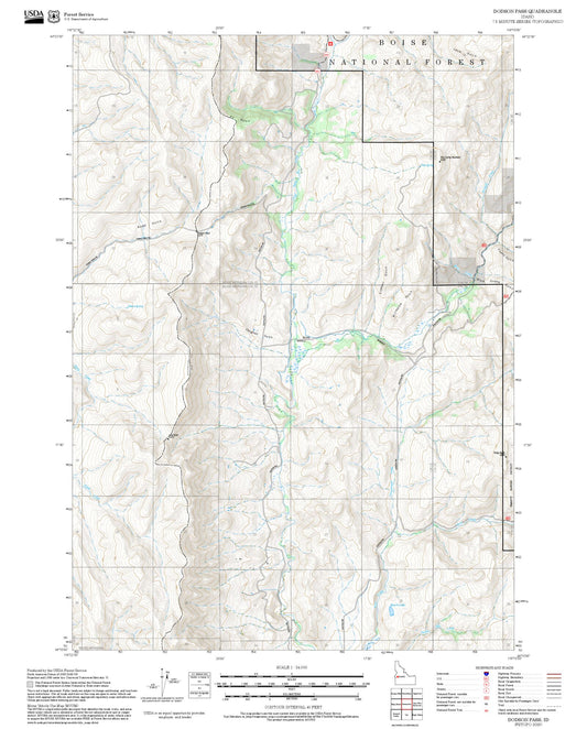 2025 Forest Service Topo Map of Dodson Pass Idaho