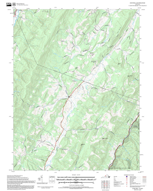 2025 Forest Service Topo Map of Doe Hill Virginia