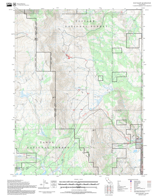 2025 Forest Service Topo Map of Dog Valley California