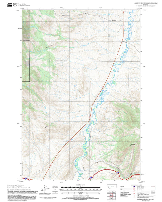 2025 Forest Service Topo Map of Doherty Mountain Montana