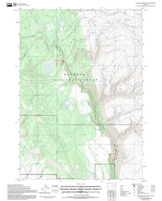 2025 Forest Service Topo Map of Dollar Basin Oregon