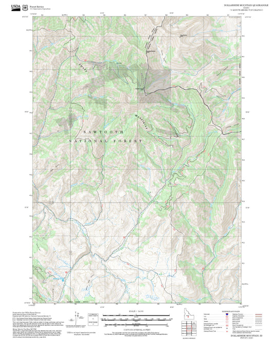 2025 Forest Service Topo Map of Dollarhide Mountain Idaho