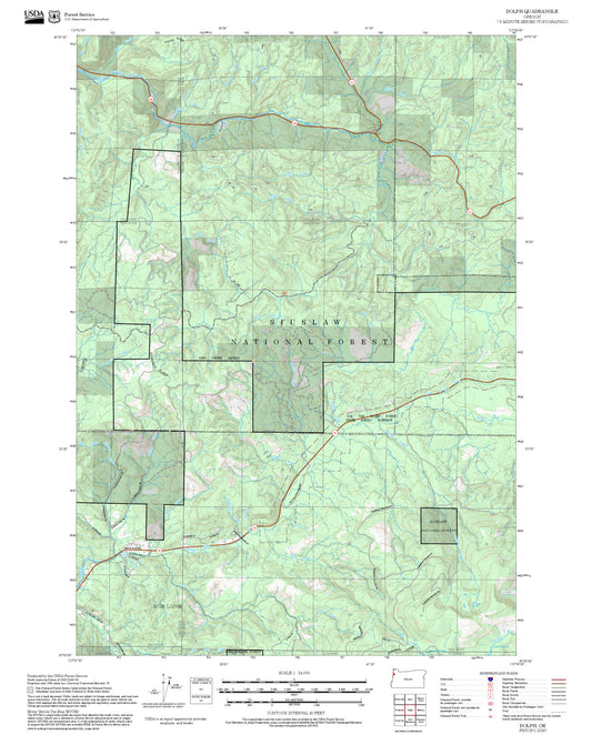 2025 Forest Service Topo Map of Dolph Oregon