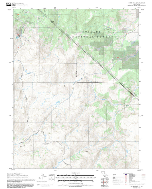 2025 Forest Service Topo Map of Dome Hill California