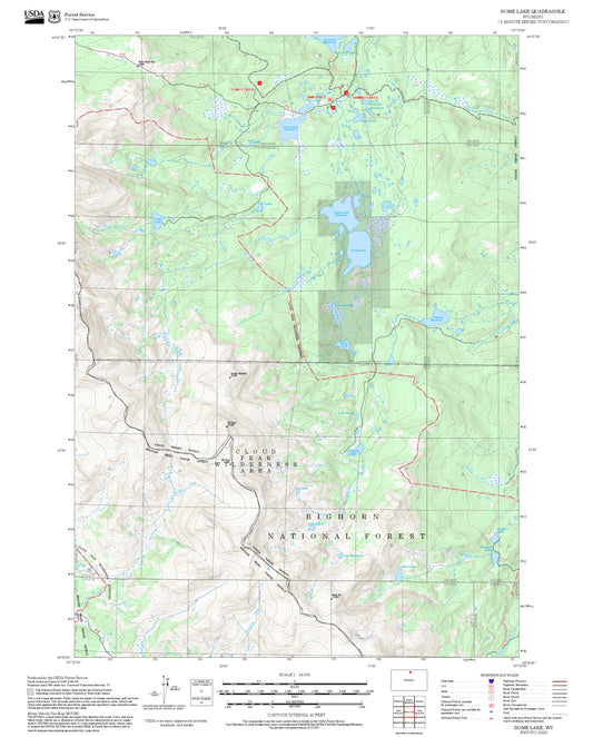 2025 Forest Service Topo Map of Dome Lake Wyoming