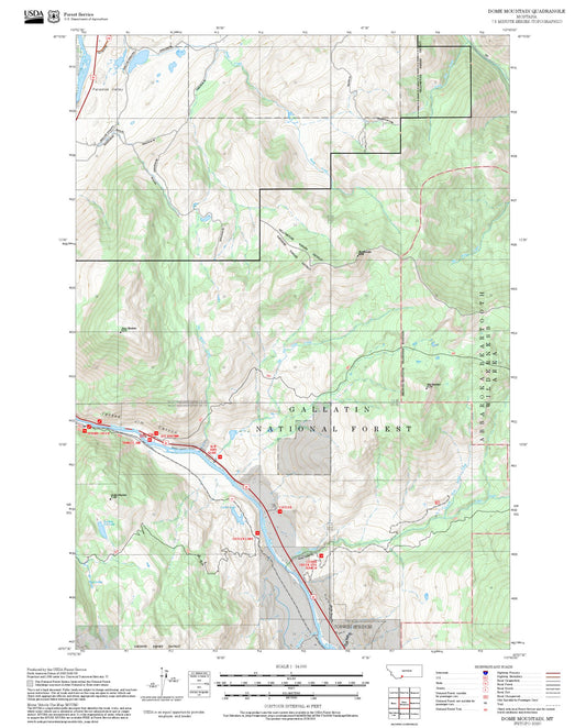 2025 Forest Service Topo Map of Dome Mountain Montana