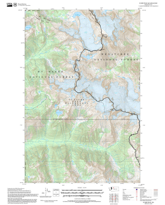 2025 Forest Service Topo Map of Dome Peak Washington