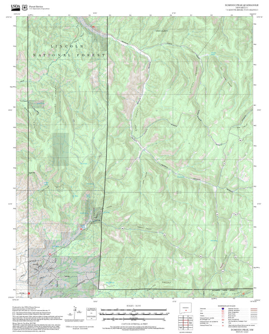 2025 Forest Service Topo Map of Domingo Peak New Mexico