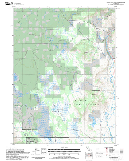 2025 Forest Service Topo Map of Donica Mountain California