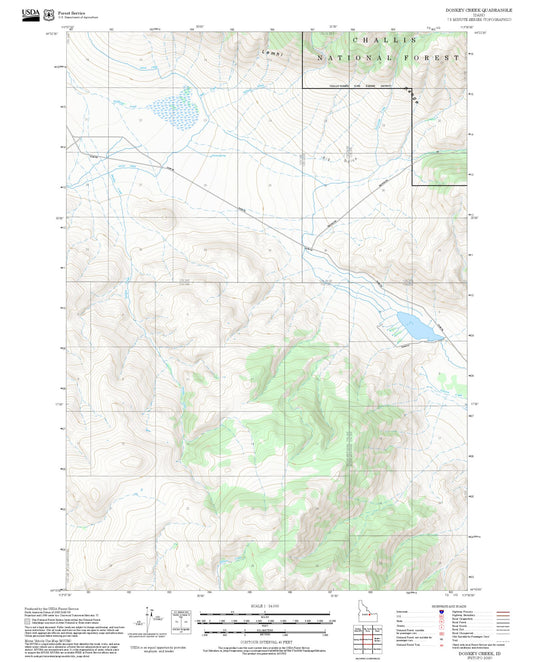 2025 Forest Service Topo Map of Donkey Creek Idaho