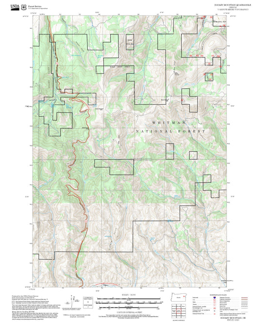 2025 Forest Service Topo Map of Dooley Mountain Oregon
