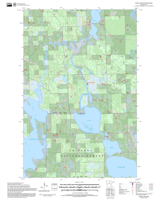 2025 Forest Service Topo Map of Dora Lake Minnesota