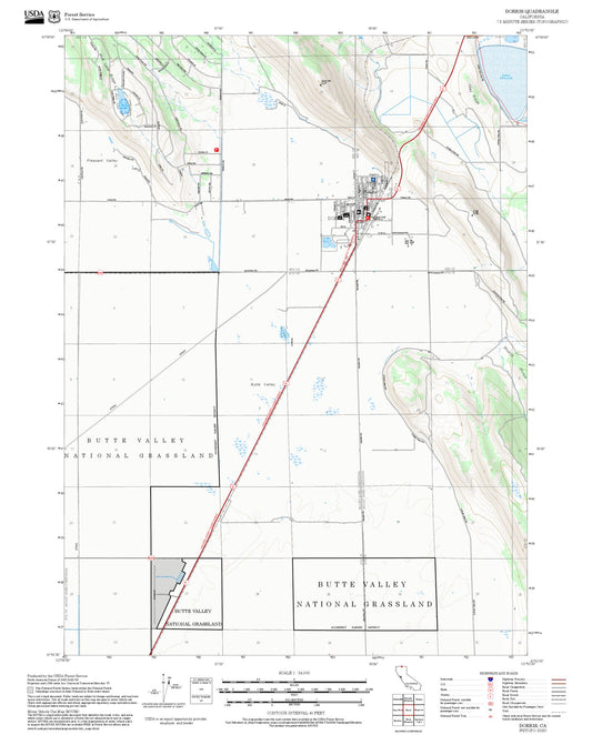 2025 Forest Service Topo Map of Dorris California