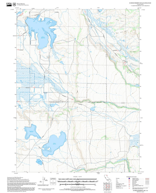 2025 Forest Service Topo Map of Dorris Reservoir California