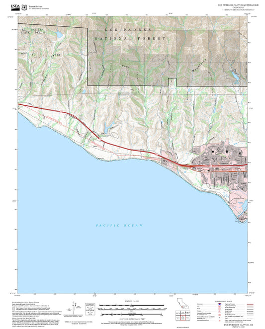 2025 Forest Service Topo Map of Dos Pueblos Canyon California