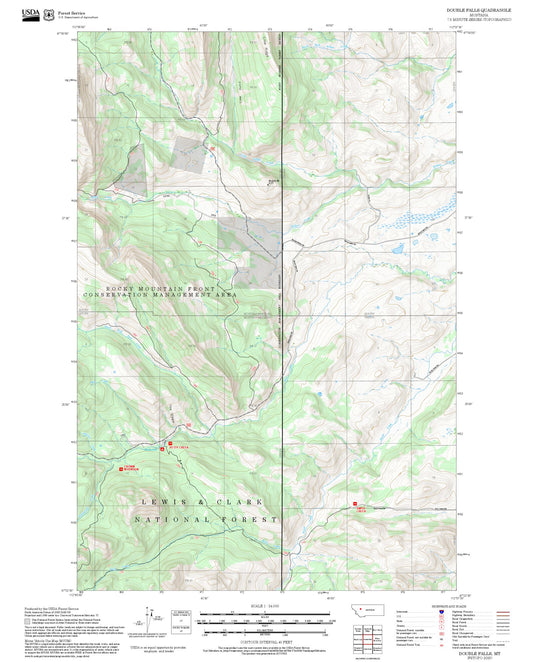 2025 Forest Service Topo Map of Double Falls Montana