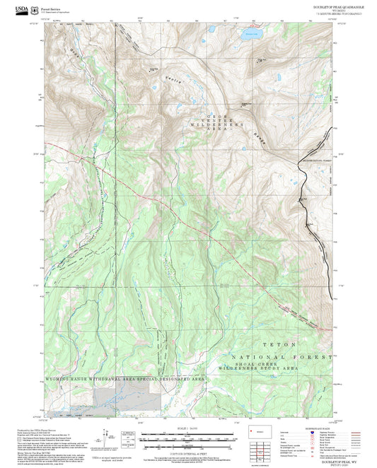 2025 Forest Service Topo Map of Doubletop Peak Wyoming