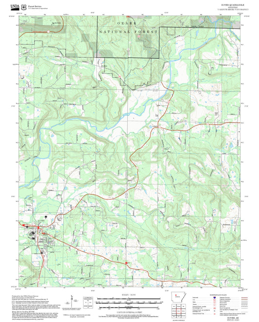 2025 Forest Service Topo Map of Dover Arkansas