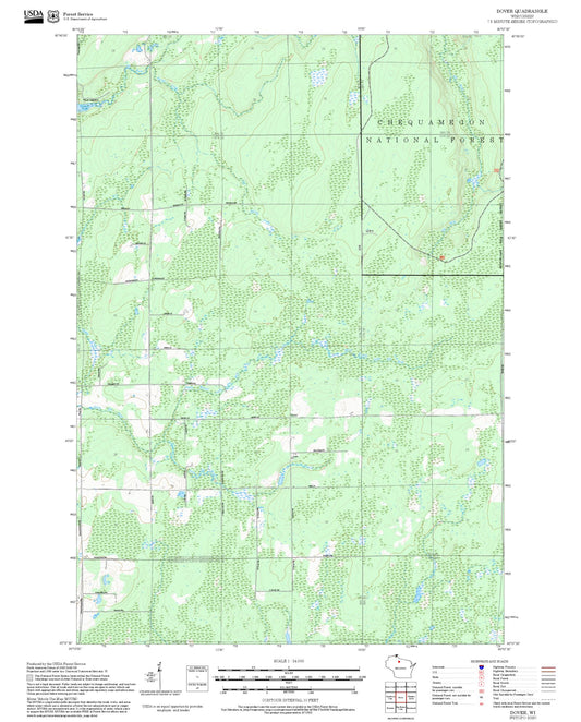 2025 Forest Service Topo Map of Dover Wisconsin