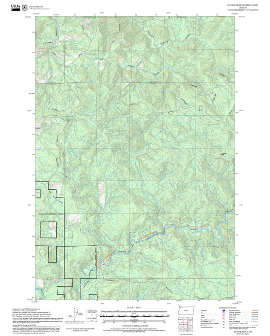 2025 Forest Service Topo Map of Dovre Peak Oregon