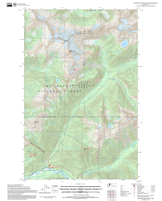 2025 Forest Service Topo Map of Downey Mountain Washington