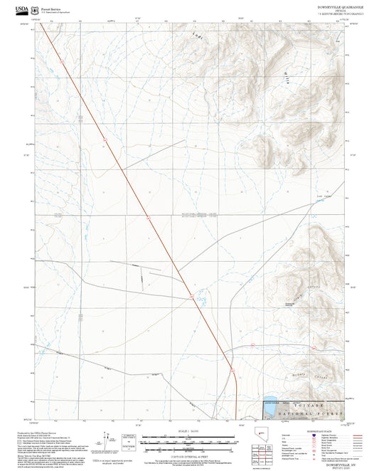 2025 Forest Service Topo Map of Downeyville Nevada