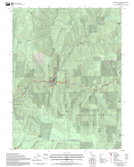 2025 Forest Service Topo Map of Downieville California