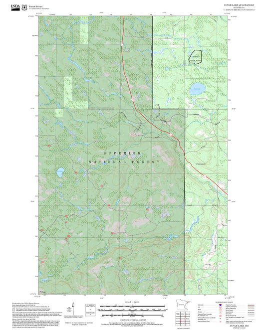 2025 Forest Service Topo Map of Doyle Lake Minnesota