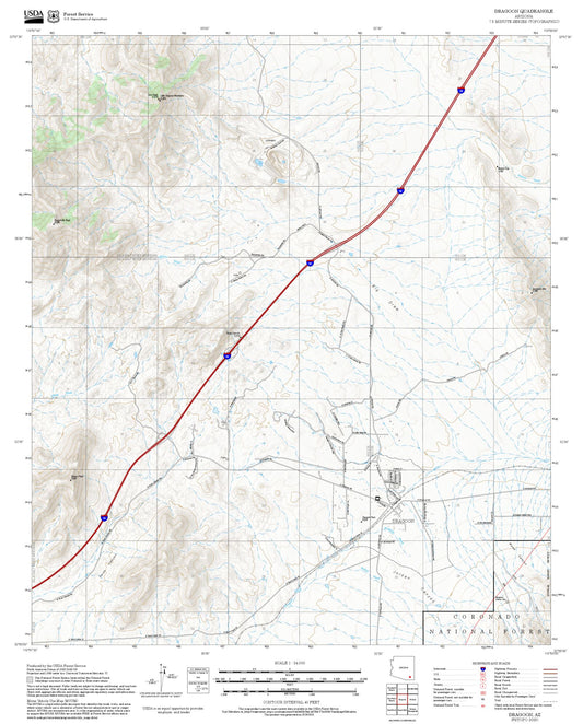 2025 Forest Service Topo Map of Dragoon Arizona