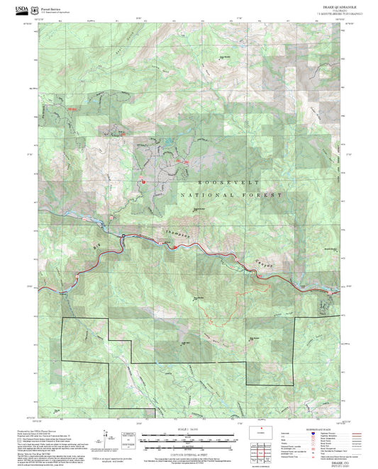 2025 Forest Service Topo Map of Drake Colorado