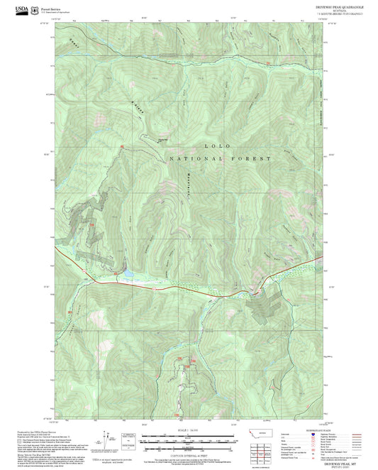 2025 Forest Service Topo Map of Driveway Peak Montana