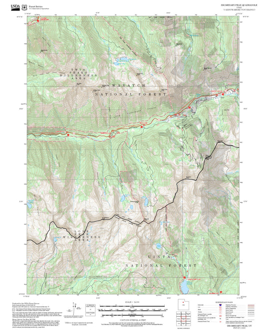 2025 Forest Service Topo Map of Dromedary Peak Utah
