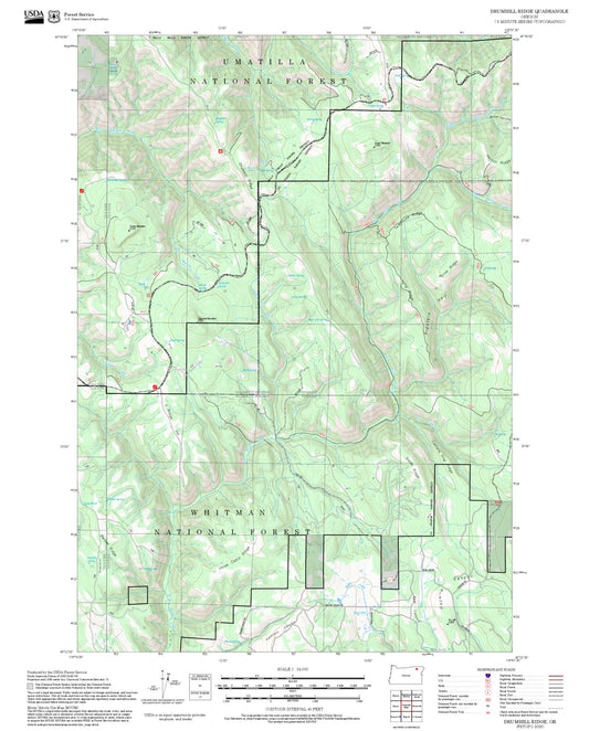 2025 Forest Service Topo Map of Drumhill Ridge Oregon