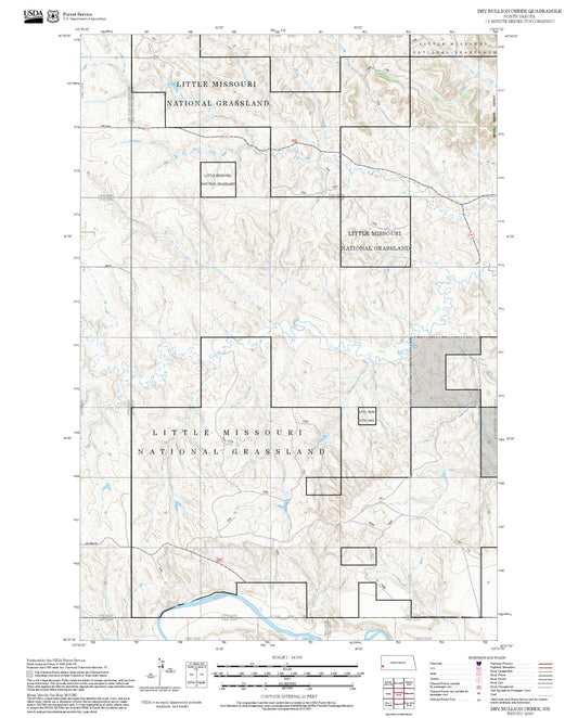 2025 Forest Service Topo Map of Dry Bullion Creek North Dakota