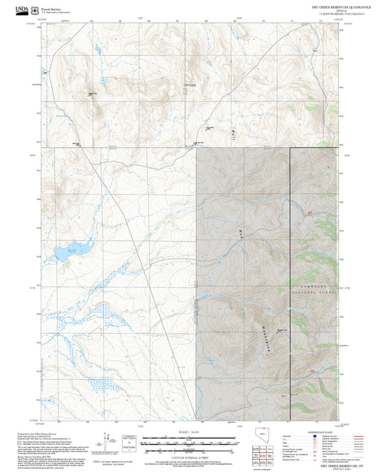 2025 Forest Service Topo Map of Dry Creek Reservoir Nevada
