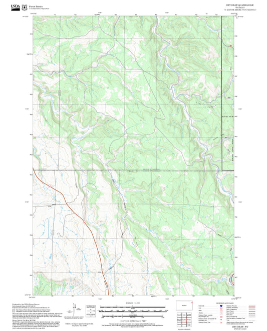 2025 Forest Service Topo Map of Dry Draw Wyoming