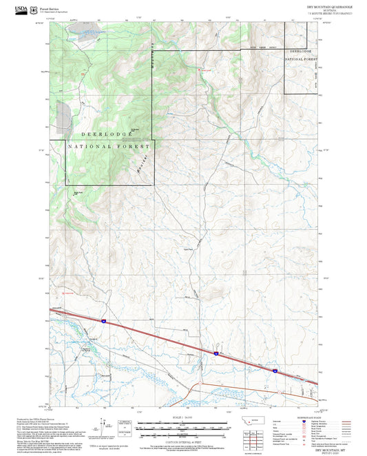2025 Forest Service Topo Map of Dry Mountain Montana