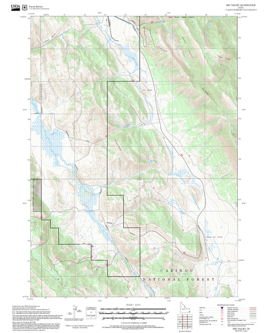 2025 Forest Service Topo Map of Dry Valley Idaho