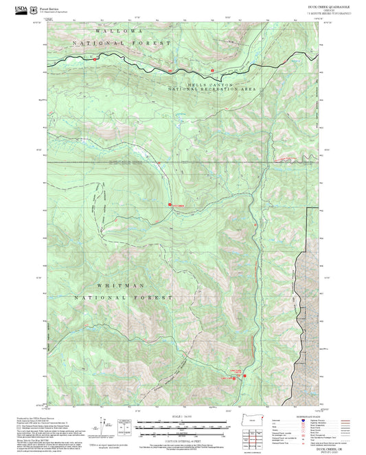 2025 Forest Service Topo Map of Duck Creek Oregon