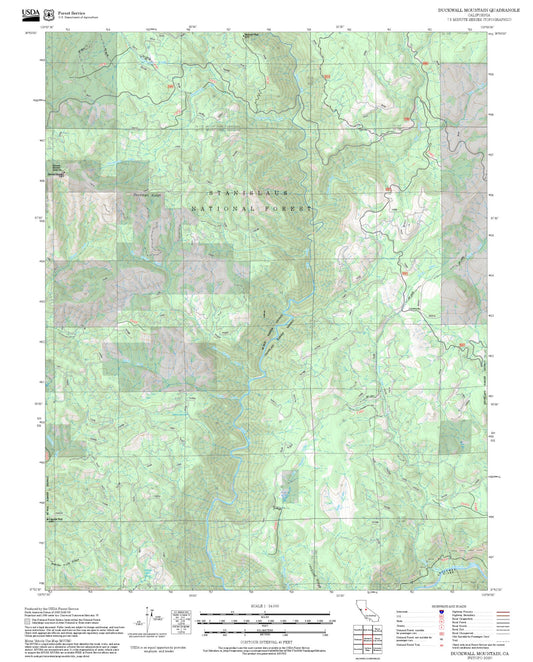 2025 Forest Service Topo Map of Duckwall Mountain California
