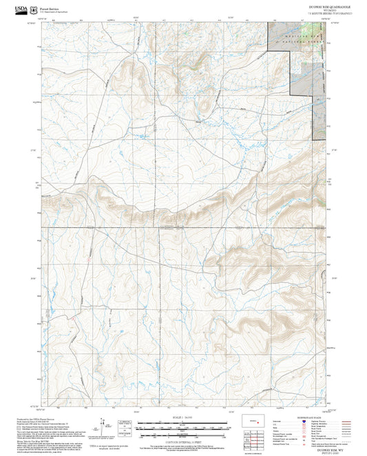 2025 Forest Service Topo Map of Dugway Rim Wyoming