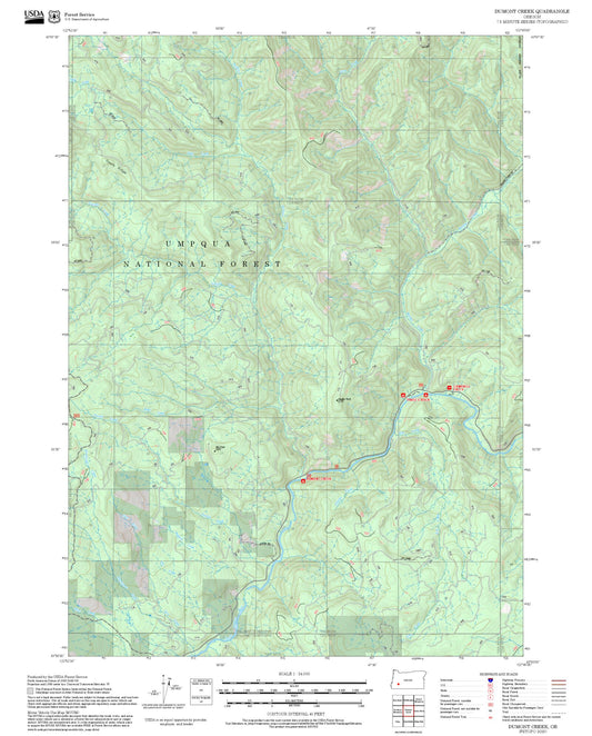 2025 Forest Service Topo Map of Dumont Creek Oregon