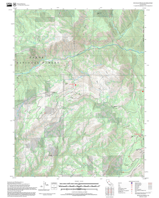 2025 Forest Service Topo Map of Duncan Peak California