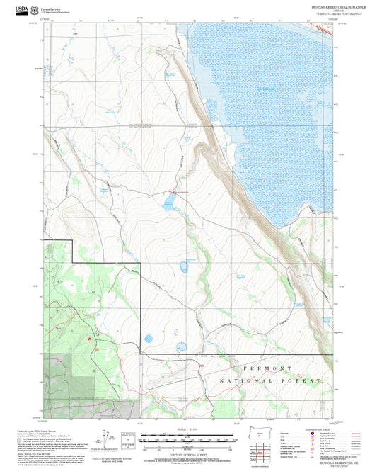 2025 Forest Service Topo Map of Duncan Reservoir Oregon