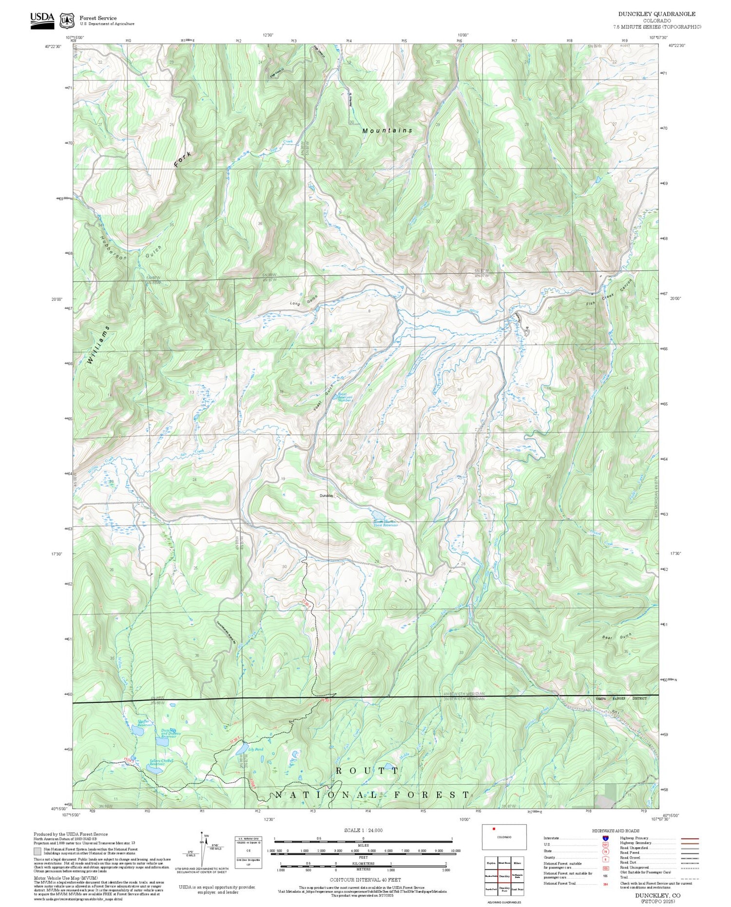 2025 Forest Service Topo Map of Dunckley Colorado