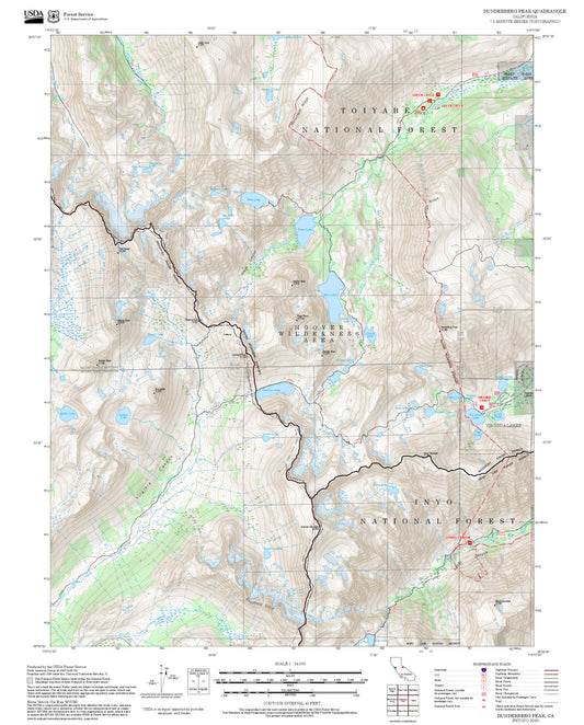 2025 Forest Service Topo Map of Dunderberg Peak California